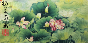 横幅条屏，作品名称：和和美美138CM×68CM 工笔画家杨美菊 夫妻画家杨美菊，实力派画家杨美菊  