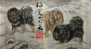 横幅条屏作品名称：忠义两全，尺寸180CM×98CM 工笔画家杨美菊 夫妻画家杨美菊，实力派画家杨美菊  